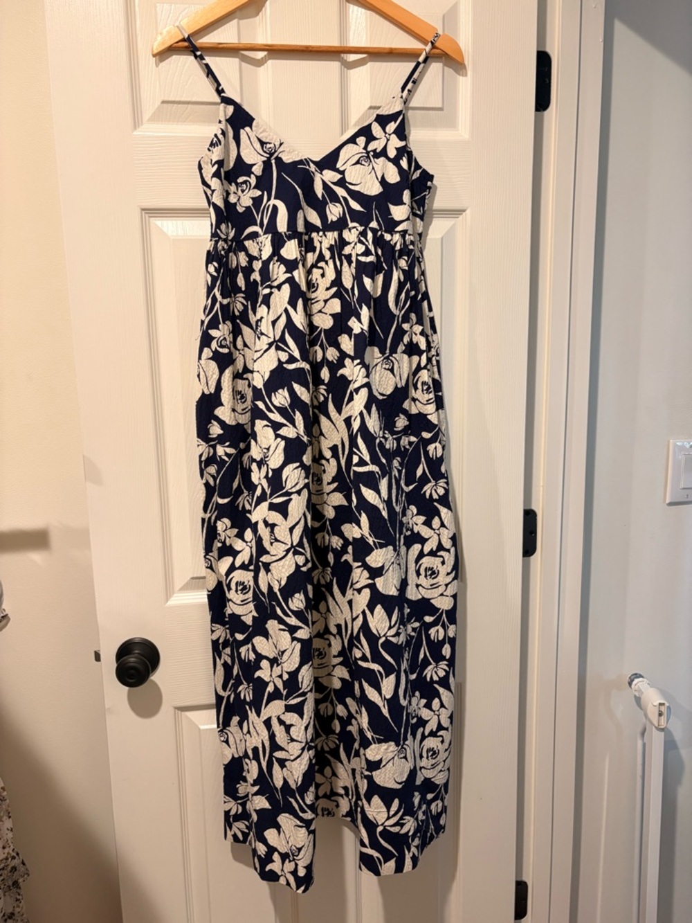 A New Day Navy and White Floral Maxi Dress - Spaghetti Straps